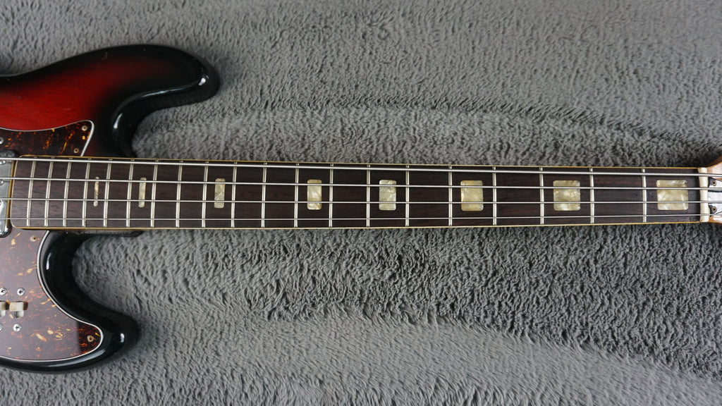 Vintage 1970s Made in Japan Bass Guitar Redburst w/ Dual Pickups & Original Electronics