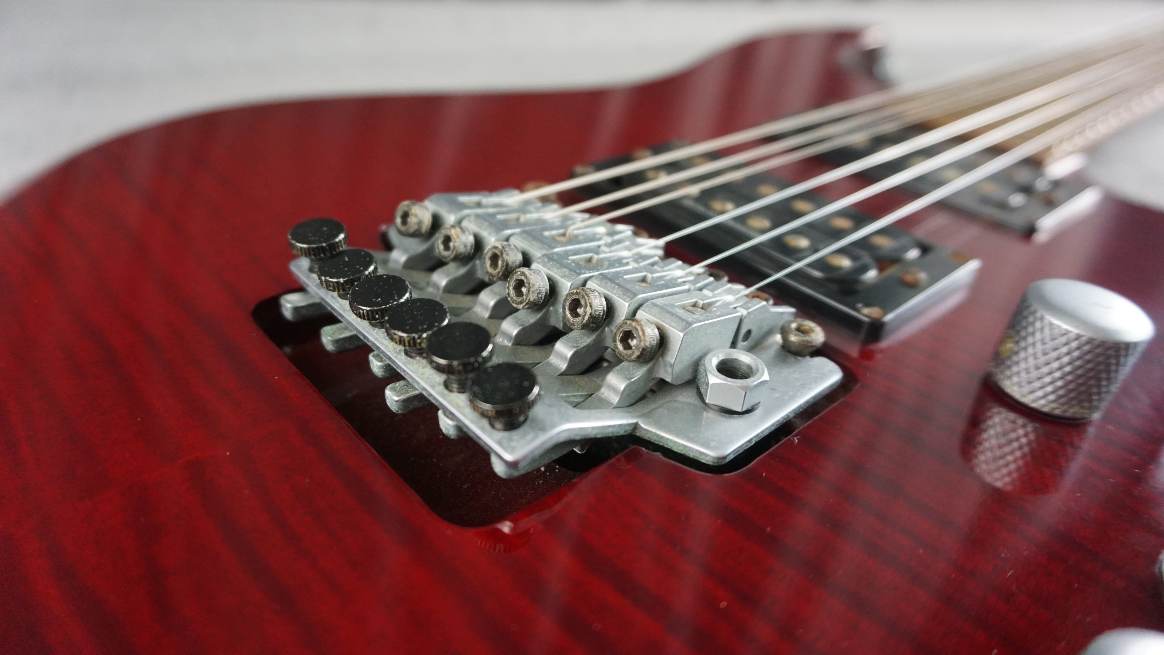 Grover Jackson SL-C.U.90HH Soloist MIJ Electric Guitar Transparent Red Flame