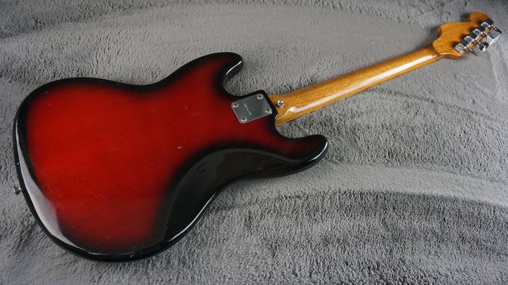 Vintage 1970s Made in Japan Bass Guitar Redburst w/ Dual Pickups & Original Electronics