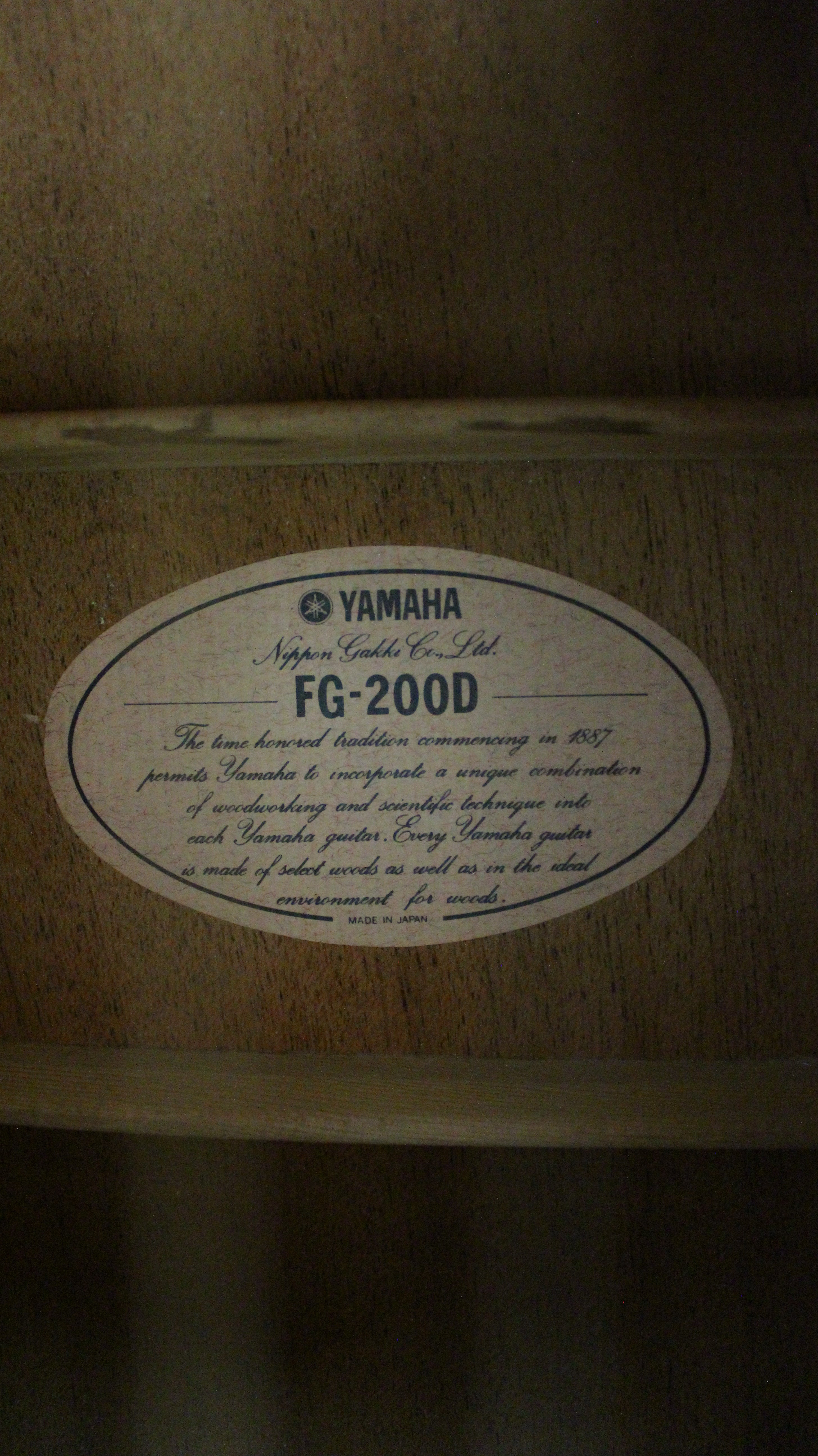 Yamaha FG-200D Japan Acoustic Guitar
