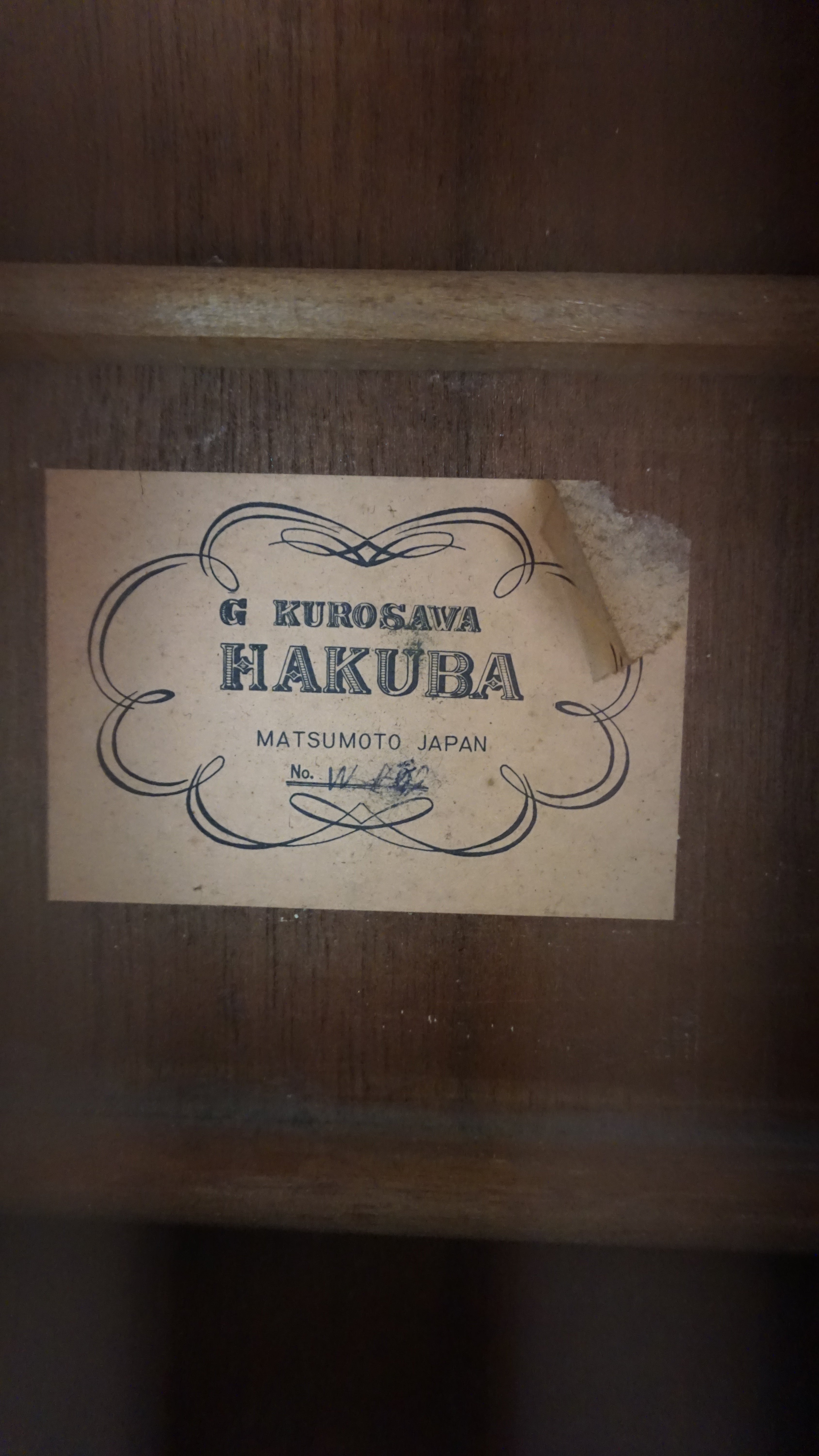 Kurosawa Hakuba W-182 Japan Acoustic Guitar
