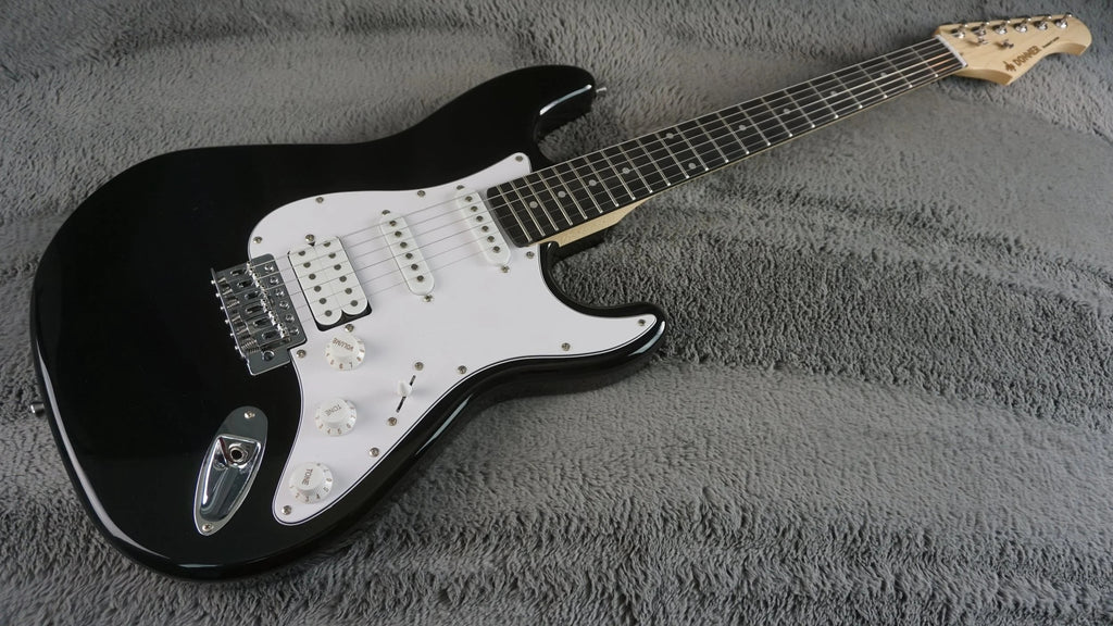Donner Standard Series HSS Strat-Style Electric Guitar – Black – Gig Bag