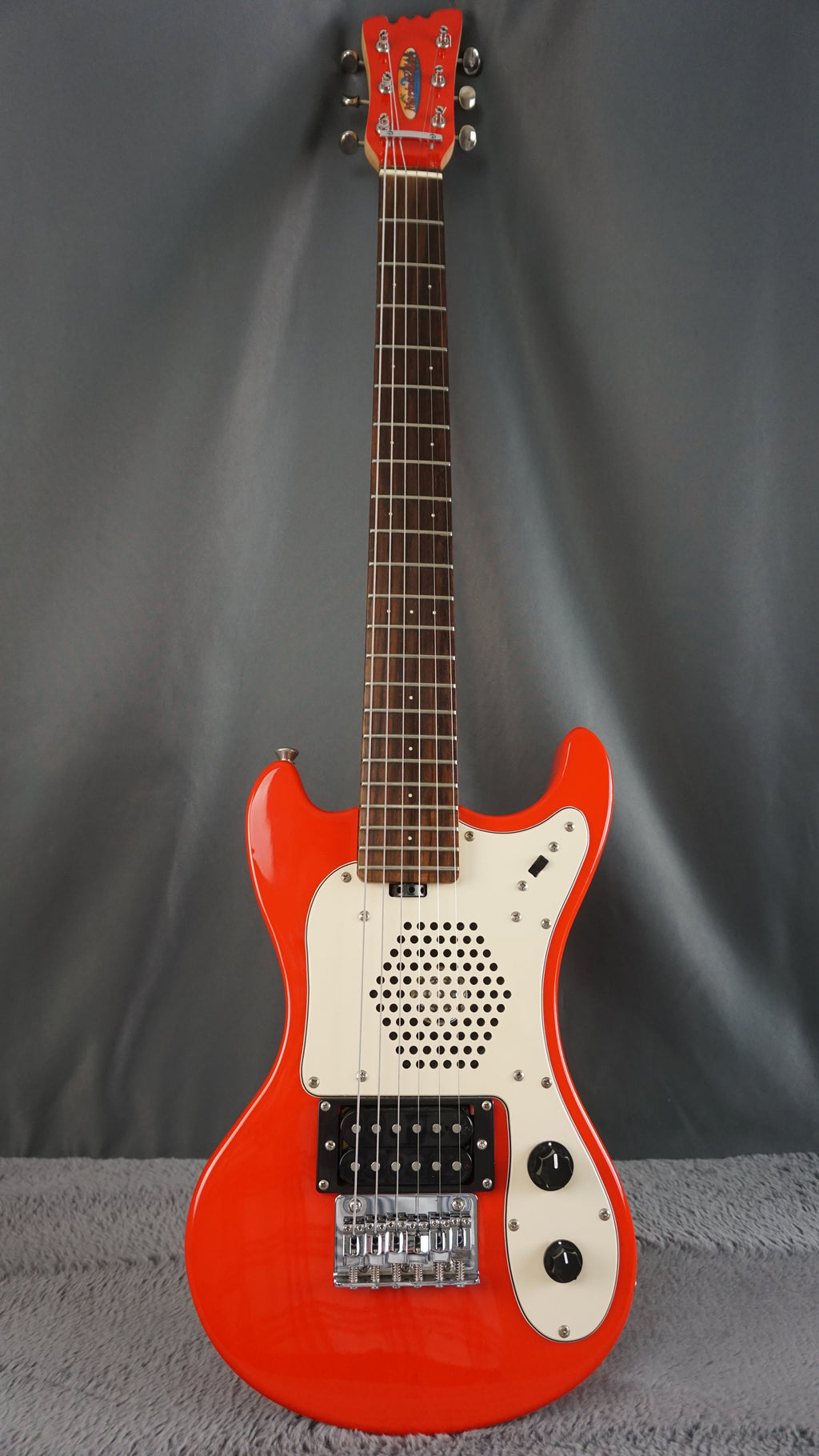 Marine Rider Travel Electric Guitar w/ Built-In Speaker – Compact Practice Guitar – Red