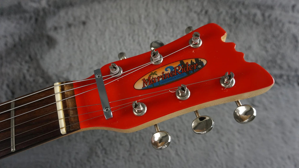 Marine Rider Travel Electric Guitar w/ Built-In Speaker – Compact Practice Guitar – Red