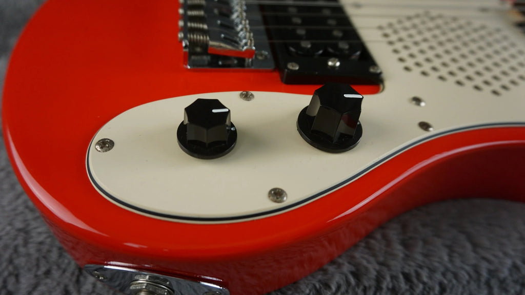 Marine Rider Travel Electric Guitar w/ Built-In Speaker – Compact Practice Guitar – Red