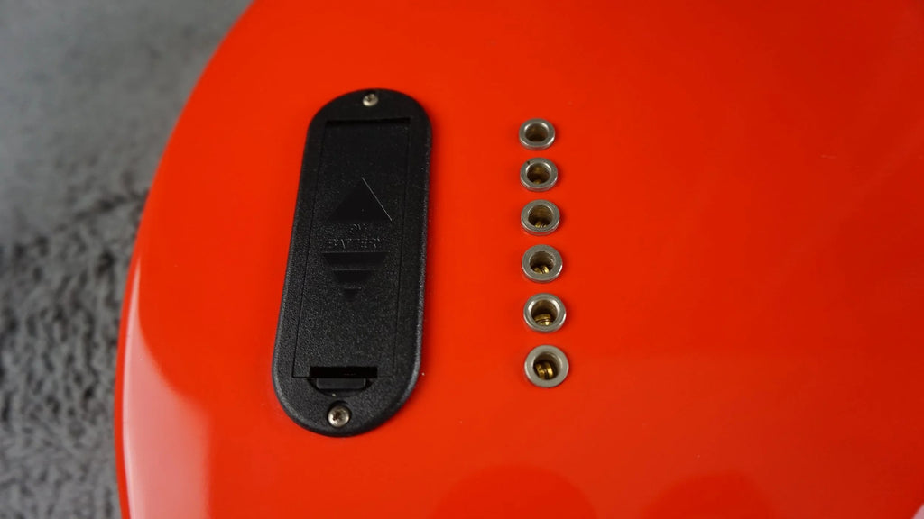 Marine Rider Travel Electric Guitar w/ Built-In Speaker – Compact Practice Guitar – Red