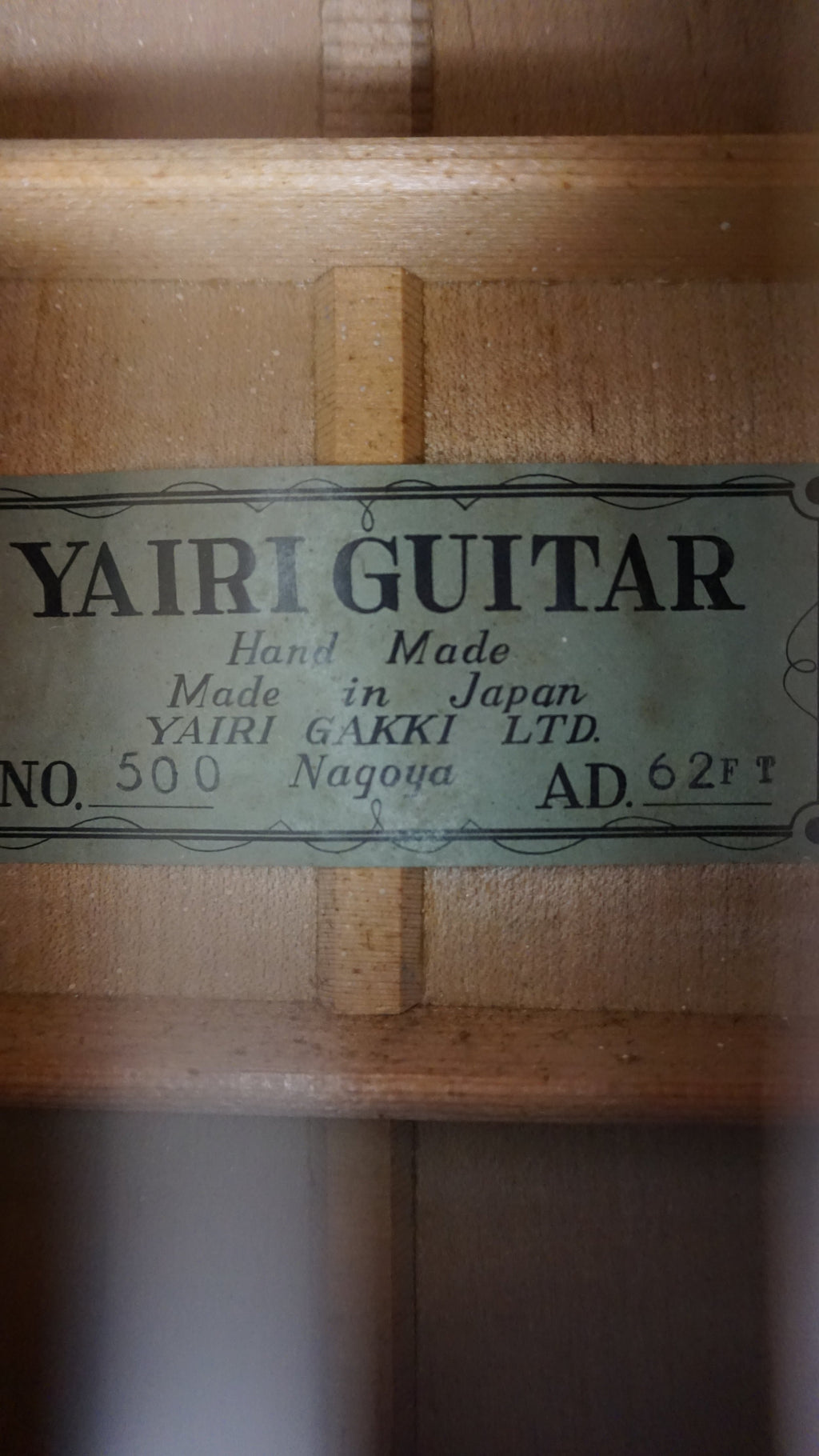 Yairi Guitar No. 500 1962 Classical Guitar Japan w/ Hard Case
