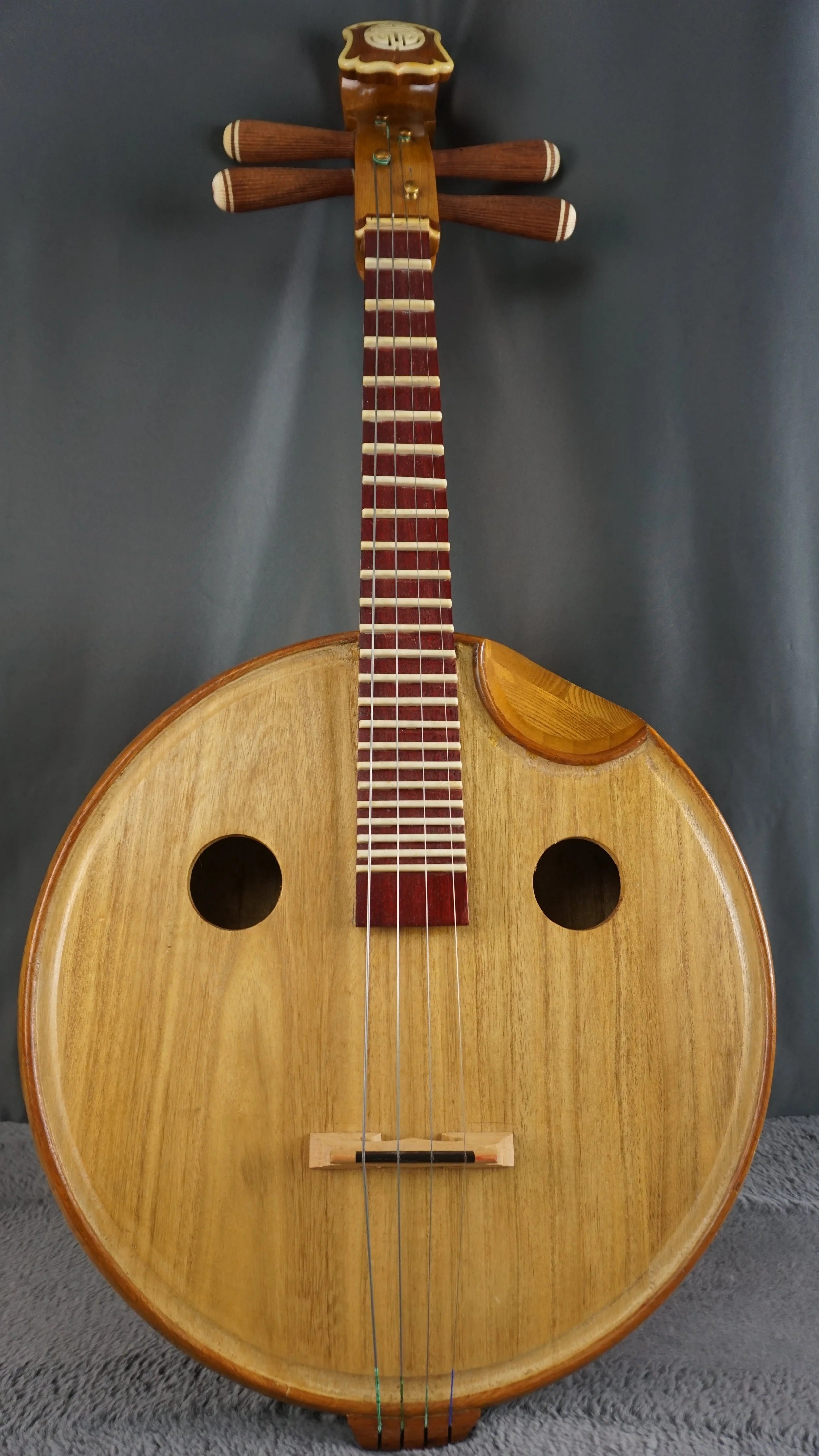 Handmade Chinese Zhongruan (中阮) – 4-String Traditional Lute – Bone Frets – With Case