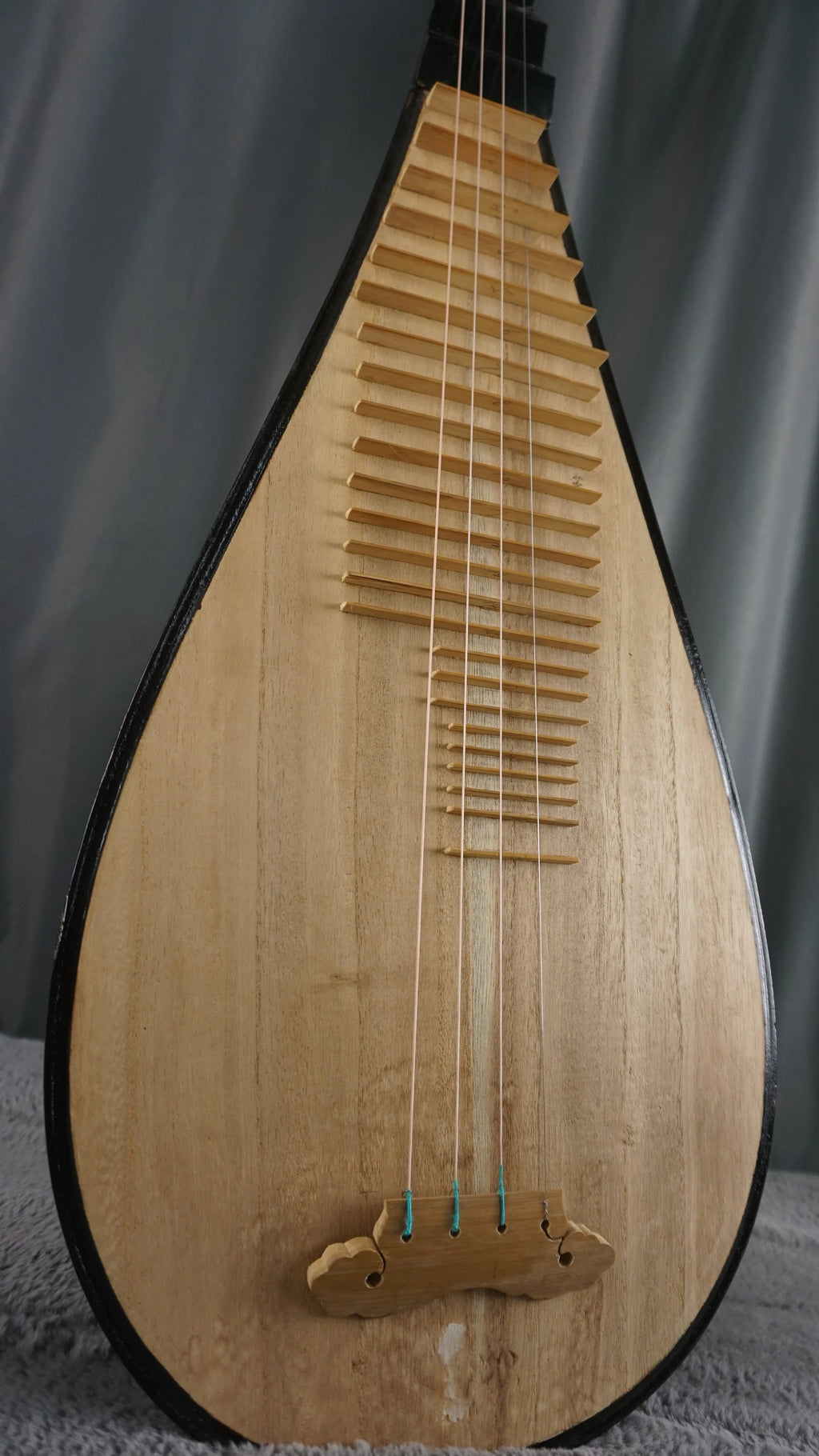 Handmade Chinese Pipa (4-String Lute) w/ Hard Case – Carved Frets, Solid Wood Body