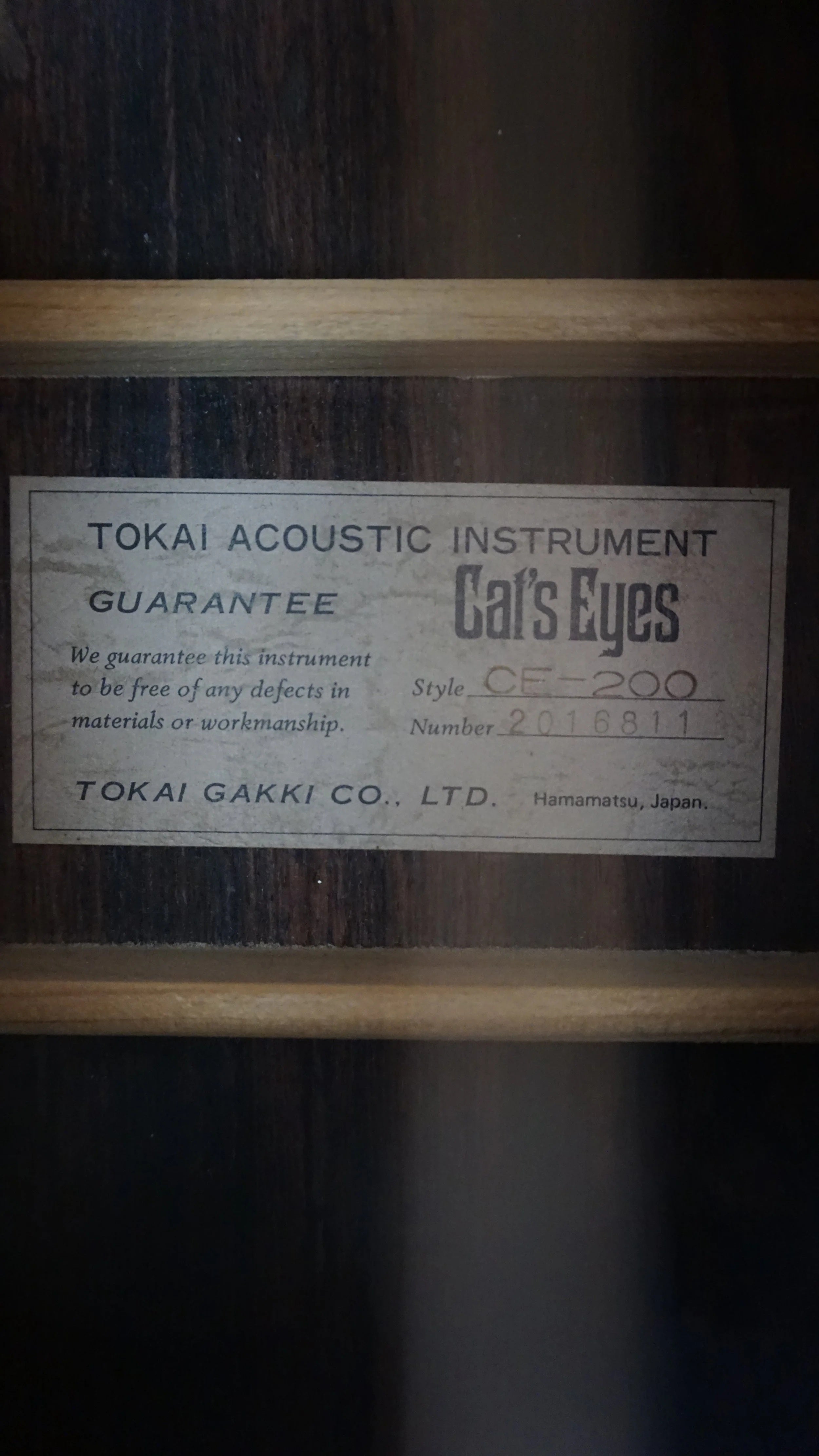 Tokai/Cat's Eyes CE-200 Japan Acoustic Guitar