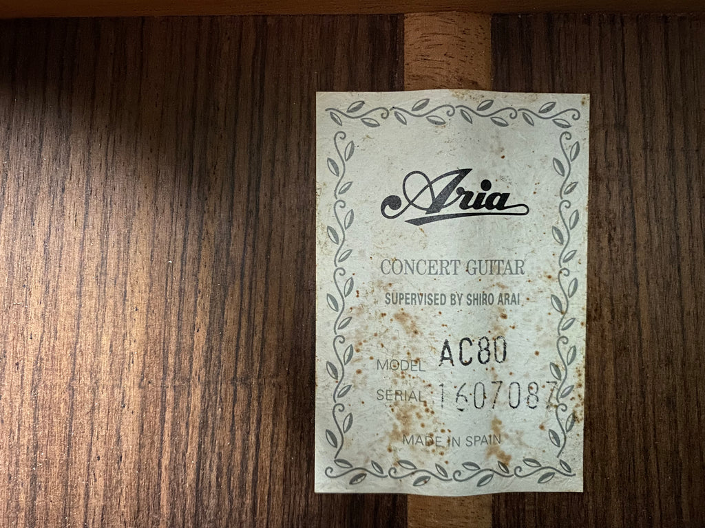 Aria AC-80 Concert Guitar Made in Spain 1980’s