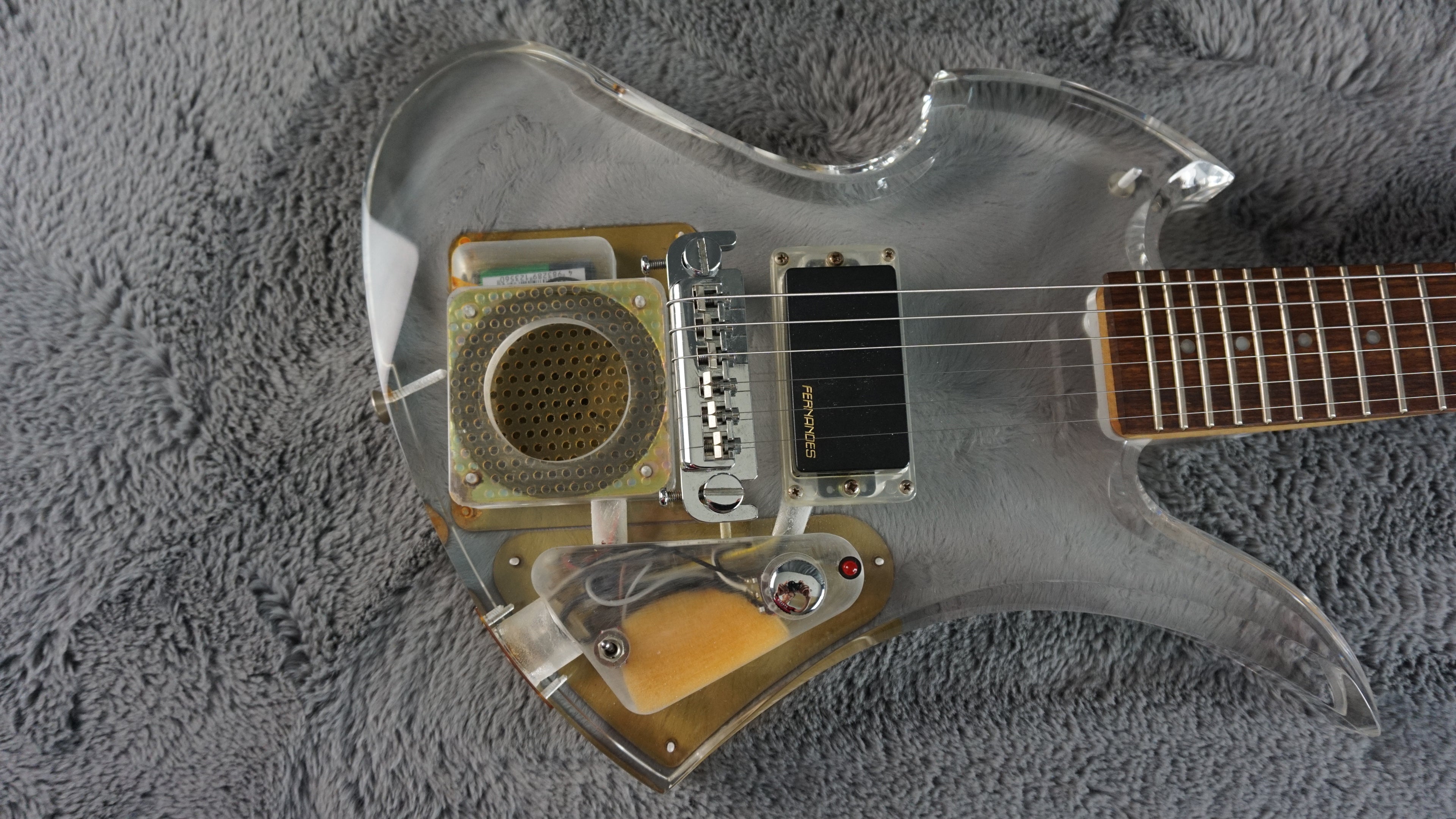 Fernandes Crystal Jr With Built In Amp Mockingbird Rare! Clear