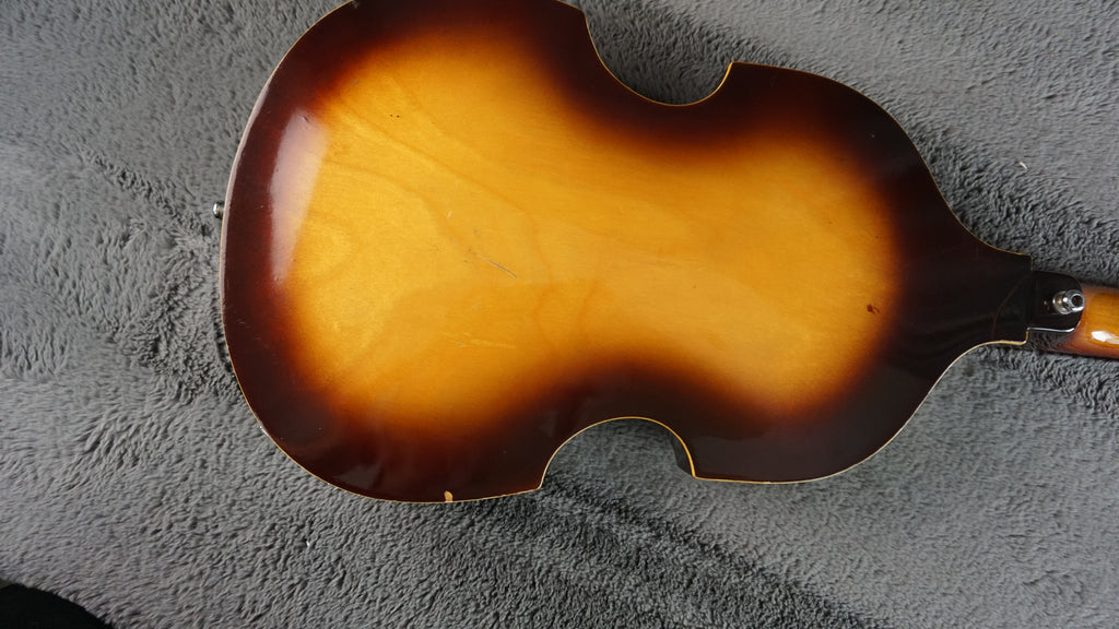 Greco Violin Bass Vintage - Sunburst Semi-Hollow Lefty