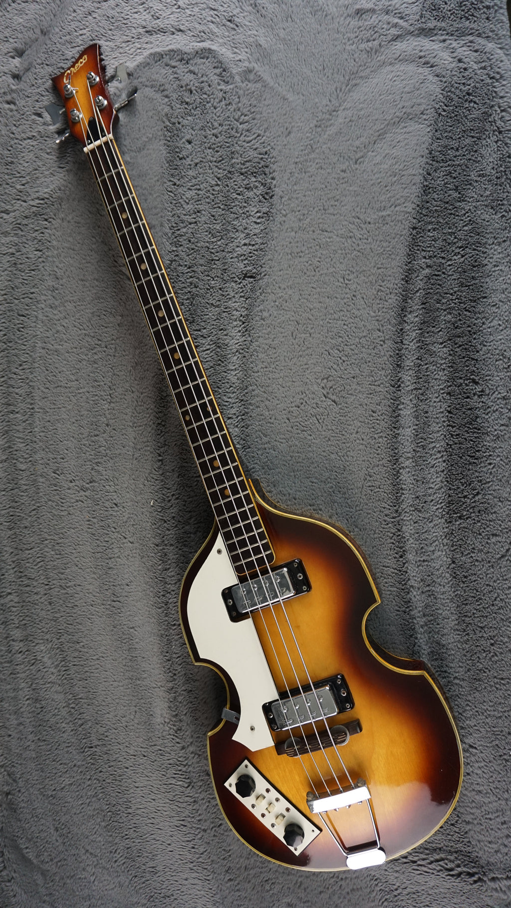 Greco Violin Bass Vintage - Sunburst Semi-Hollow Lefty